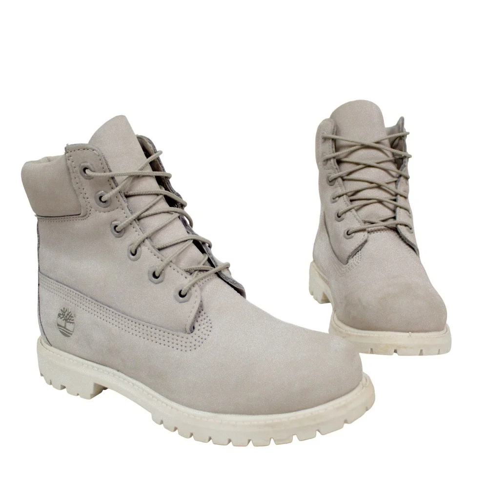 Women's Timberland Size 7.5 Gray 6 Inch Premium Leather Boots GUC - Picture 2 of 15